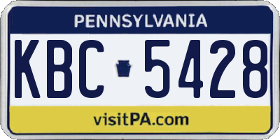 PA license plate KBC5428