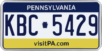 PA license plate KBC5429