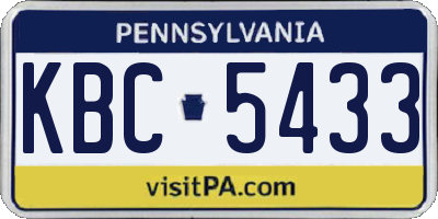 PA license plate KBC5433