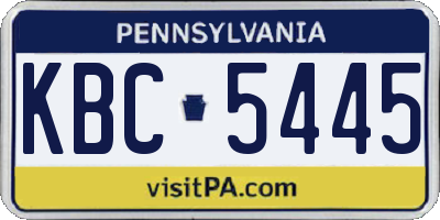 PA license plate KBC5445