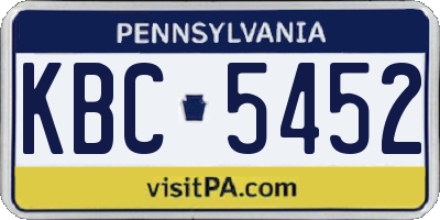 PA license plate KBC5452