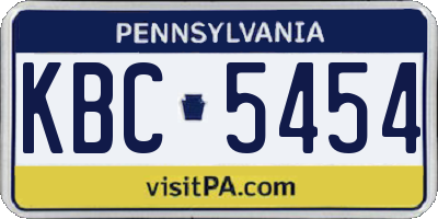 PA license plate KBC5454