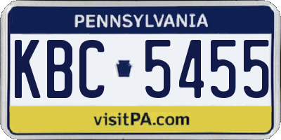PA license plate KBC5455