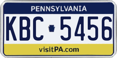 PA license plate KBC5456