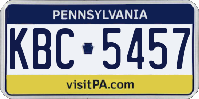 PA license plate KBC5457