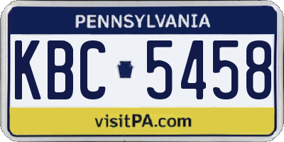 PA license plate KBC5458