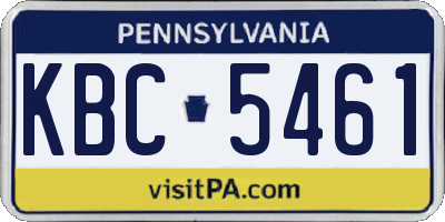 PA license plate KBC5461