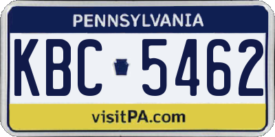 PA license plate KBC5462