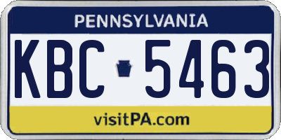 PA license plate KBC5463