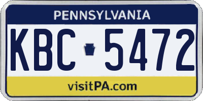 PA license plate KBC5472