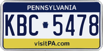 PA license plate KBC5478