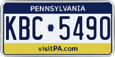 PA license plate KBC5490