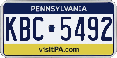 PA license plate KBC5492