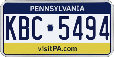 PA license plate KBC5494