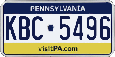 PA license plate KBC5496