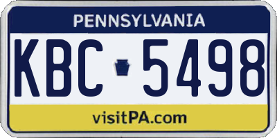 PA license plate KBC5498