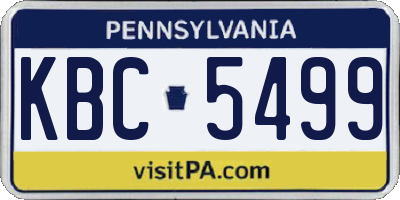 PA license plate KBC5499