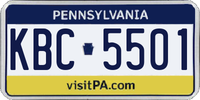 PA license plate KBC5501