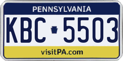 PA license plate KBC5503