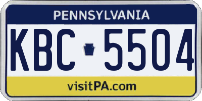 PA license plate KBC5504