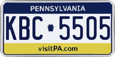 PA license plate KBC5505