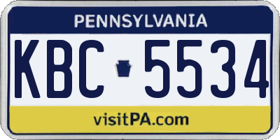 PA license plate KBC5534