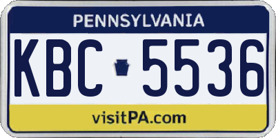PA license plate KBC5536