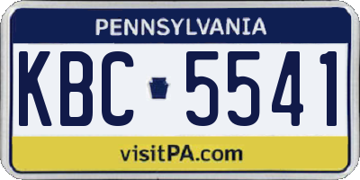 PA license plate KBC5541