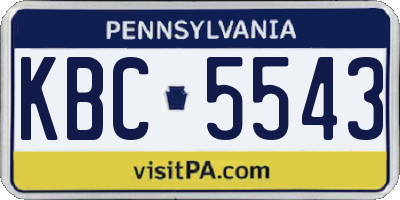 PA license plate KBC5543