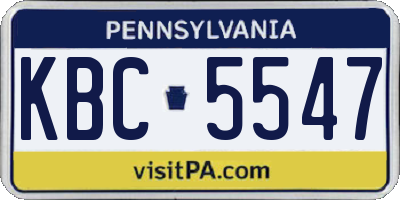 PA license plate KBC5547