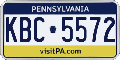 PA license plate KBC5572