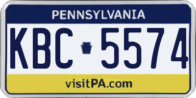 PA license plate KBC5574