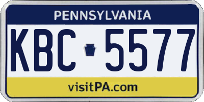 PA license plate KBC5577