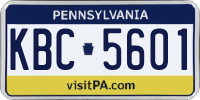 PA license plate KBC5601