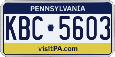 PA license plate KBC5603