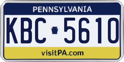 PA license plate KBC5610