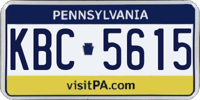 PA license plate KBC5615
