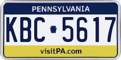 PA license plate KBC5617