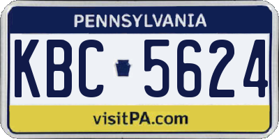 PA license plate KBC5624