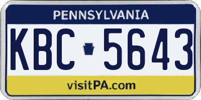 PA license plate KBC5643