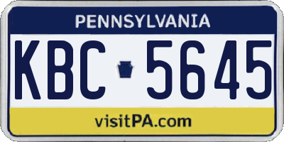 PA license plate KBC5645