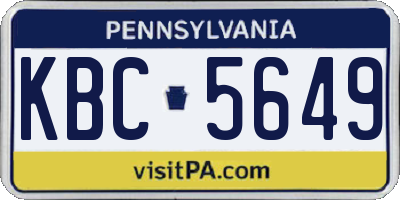 PA license plate KBC5649