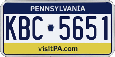 PA license plate KBC5651