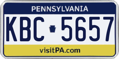 PA license plate KBC5657