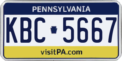 PA license plate KBC5667
