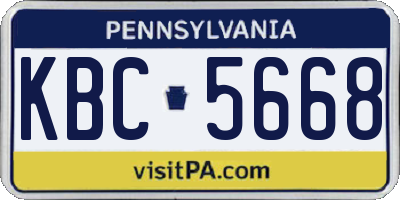 PA license plate KBC5668