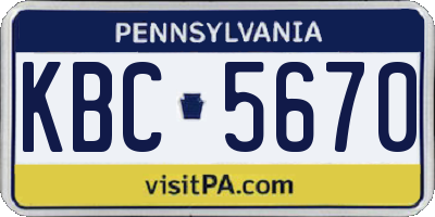 PA license plate KBC5670
