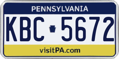 PA license plate KBC5672