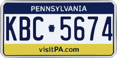 PA license plate KBC5674