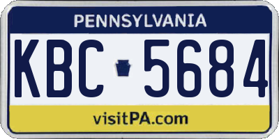 PA license plate KBC5684